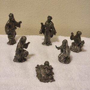 VTG Michael Ricker Pewter 6 Piece Nativity Scene Christmas Jesus Handcrafted USA